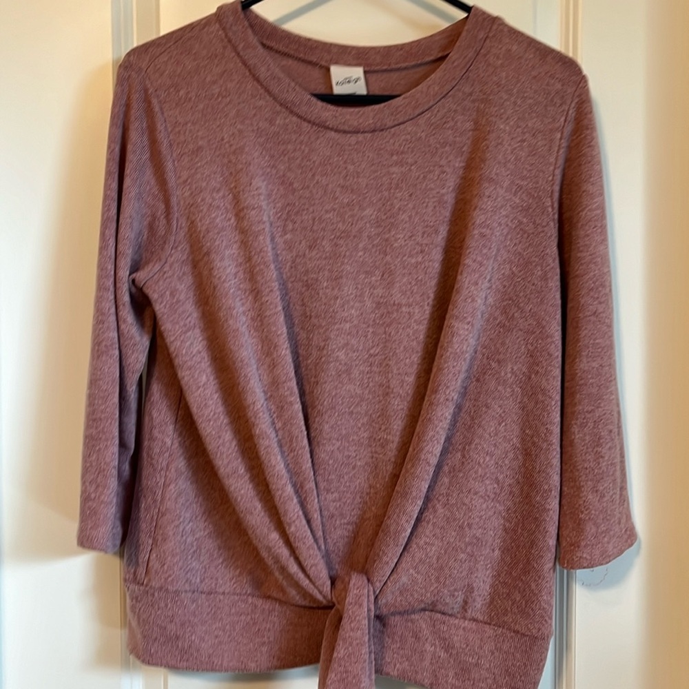 Kaileigh mauve front tie sweater